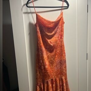 Reformation Vintage Y2K Ruched Floral Orange Dress